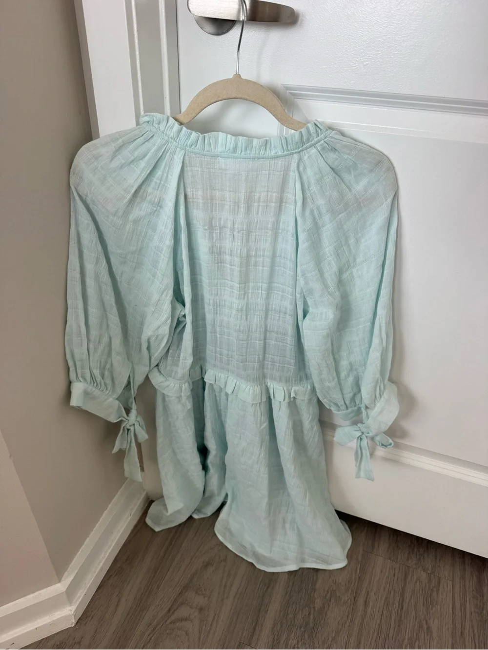 Lovers + Friends Mint V-Neck Smocked Mini Dress